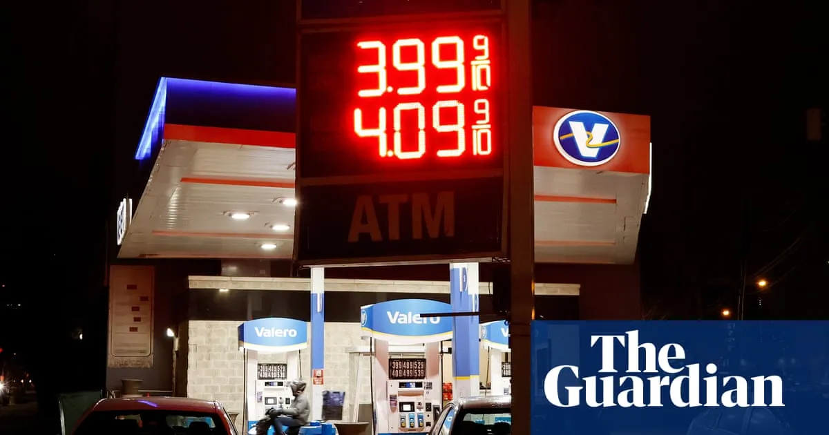 Gas station fuel price board showing rising costs as geopolitical conflict in the Middle East disrupts global oil supply
